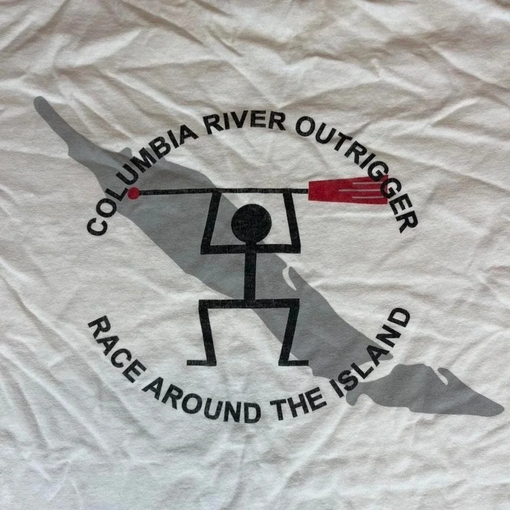 Vintage 90s Adidas white Columbia River Outrigger Tee Size men's small